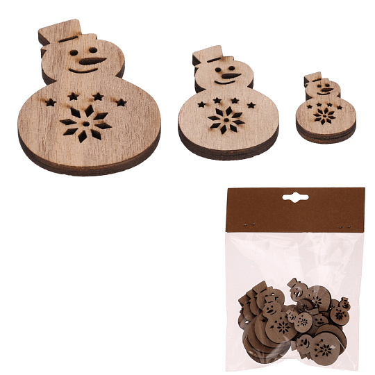 Sněhulák - dřevěný, mix 3 vel., přírodní, cena za balení (18 ks)