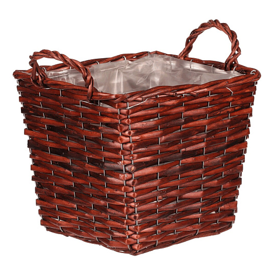 Košík proutěný - obal na květiny, hranatý, tmavě hnědý Košík proutěný - obal na květiny, hranatý, tmavě hnědý