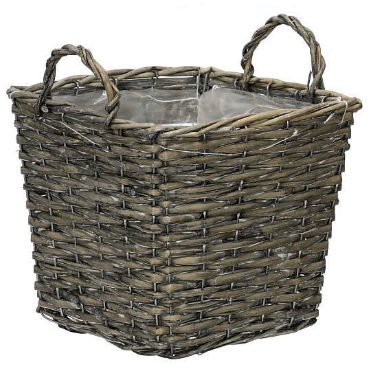 Košík proutěný - obal na květiny, hranatý, šedý Košík proutěný - obal na květiny, hranatý, šedý