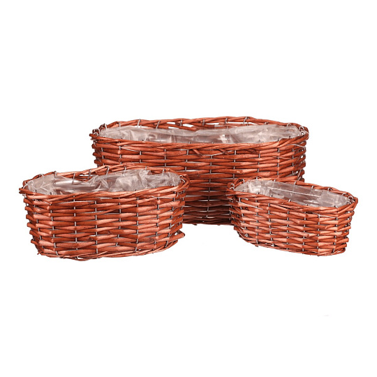 Košík proutěný - oválný truhlík, tmavě hnědý, cena za sadu 3 ks Košík proutěný - oválný truhlík, tmavě hnědý, cena za sadu 3 ks