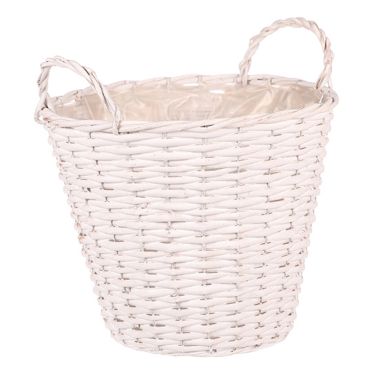 Košík proutěný - obal na květiny, kulatý, bílý Košík proutěný - obal na květiny, kulatý, bílý