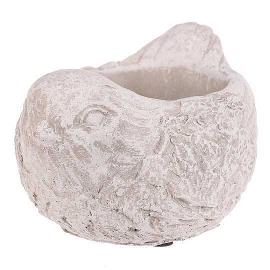 Obal na květiny - beton, ptáček, vel. M, šedo-bílý Obal na květiny - beton, ptáček, vel. M, šedo-bílý