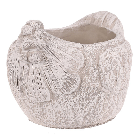Obal na květiny - beton, slepička, vel. L, šedo-bílý Obal na květiny - beton, slepička, vel. L, šedo-bílý