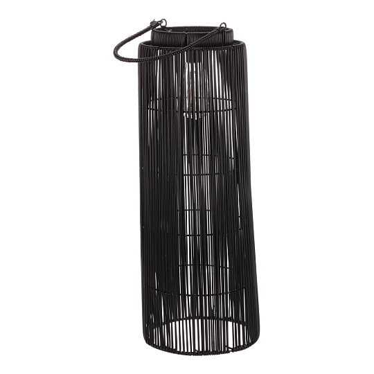 Lucerna - umělý ratan, sloupcová, LED osvětl., vel. L, šedo-černá Lucerna - umělý ratan, sloupcová, LED osvětl., vel. L, šedo-černá