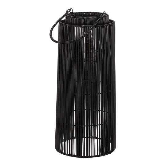 Lucerna - umělý ratan, sloupcová, LED osvětl., vel. M, šedo-černá Lucerna - umělý ratan, sloupcová, LED osvětl., vel. M, šedo-černá
