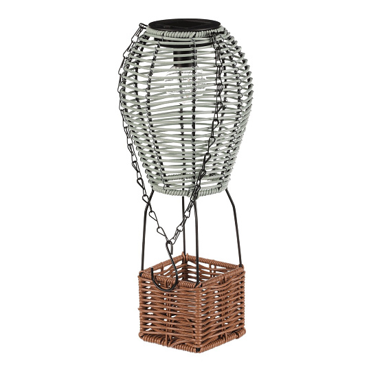 Lucerna - umělý ratan a kov, balón, LED osvětl, vel. S, zeleno-hnědá Lucerna - umělý ratan a kov, balón, LED osvětl, vel. S, zeleno-hnědá