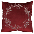 Polštář s výplní - červený s věncem, 100% polyester, 45 x 45 cm