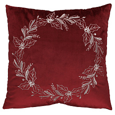 Polštář s výplní - červený s věncem, 100% polyester, 45 x 45 cm Polštář s výplní - červený s věncem, 100% polyester, 45 x 45 cm