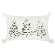 Polštář s výplní - šedý se stromky, pompóny, 100% polyester, 50 x 30 cm Polštář s výplní - šedý se stromky, pompóny, 100% polyester, 50 x 30 cm