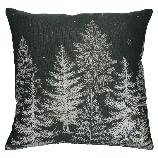 Polštář s výplní - zasněžené stromy, polyester a bavlna, 45 x 45 cm Polštář s výplní - zasněžené stromy, polyester a bavlna, 45 x 45 cm