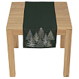 Ubrus - běhoun, zasněžené stromy, zelený, 100% polyester, 40 x 140 cm