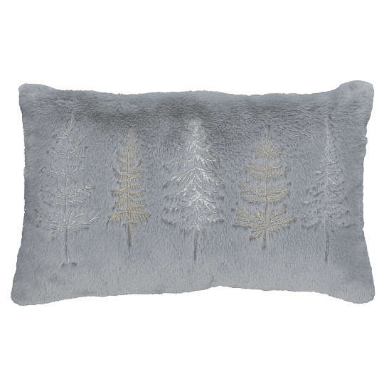 Polštář s výplní - umělá kožešina, vánoční, šedý, 100% polyester, 50 x 30 cm Polštář s výplní - umělá kožešina, vánoční, šedý, 100% polyester, 50 x 30 cm