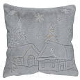 Polštář s výplní - umělá kožešina, vánoční, šedý, 100% polyester, 45 x 45 cm