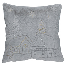 Polštář s výplní - umělá kožešina, vánoční, šedý, 100% polyester, 45 x 45 cm Polštář s výplní - umělá kožešina, vánoční, šedý, 100% polyester, 45 x 45 cm