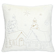 Polštář s výplní - umělá kožešina, zimní, bílo-zelený, 100% polyester, 45 x 45 cm