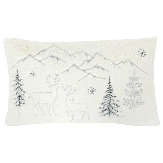 Polštář s výplní - umělá kožešina, zimní, bílo-zelený, 100% polyester, 50 x 30 cm Polštář s výplní - umělá kožešina, zimní, bílo-zelený, 100% polyester, 50 x 30 cm