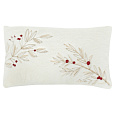 Polštář s výplní - umělá kožešina, bílý s větvičkami, 100% polyester, 50 x 30 cm