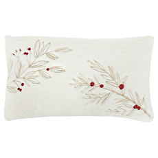 Polštář s výplní - umělá kožešina, bílý s větvičkami, 100% polyester, 50 x 30 cm Polštář s výplní - umělá kožešina, bílý s větvičkami, 100% polyester, 50 x 30 cm