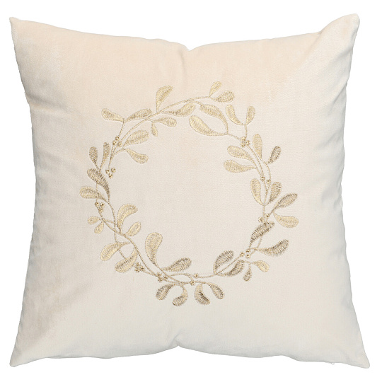 Polštář s výplní - s věncem, béžový, 100% polyester, 45 x 45 cm Polštář s výplní - s věncem, béžový, 100% polyester, 45 x 45 cm