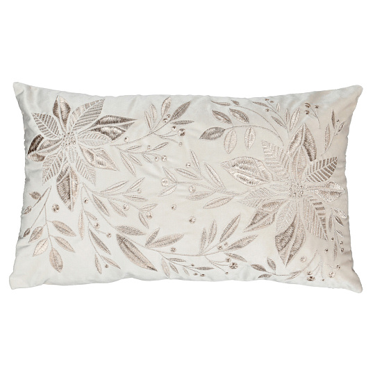 Polštář s výplní - s lístky, béžový, 100% polyester, 50 x 30 cm Polštář s výplní - s lístky, béžový, 100% polyester, 50 x 30 cm
