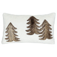 Polštář s výplní - bílý se stromky, 100% polyester, 50 x 30 cm