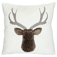Polštář s výplní - bílý s jelení hlavou, 100% polyester, 45 x 45 cm
