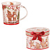 Hrneček vánočně malovaný v kulaté dóze - porcelán, barevný