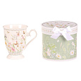 Hrnek malovaný - porcelán, dárková dóza, motiv rozkvetlé louky