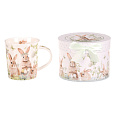 Hrnek malovaný - porcelán, dárková dóza, motiv se zajíčky