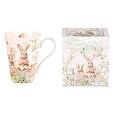 Hrnek malovaný - porcelán, dárková dóza, motiv se zajíčky
