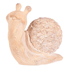 Šnek - figurka z magnesia, vzor květin, vel. L, imitace dřeva Šnek - figurka z magnesia, vzor květin, vel. L, imitace dřeva
