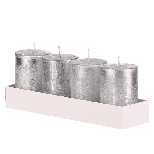 Svíčka adventní - parafín, stříbrná, cena za balení (4 ks) Svíčka adventní - parafín, stříbrná, cena za balení (4 ks)