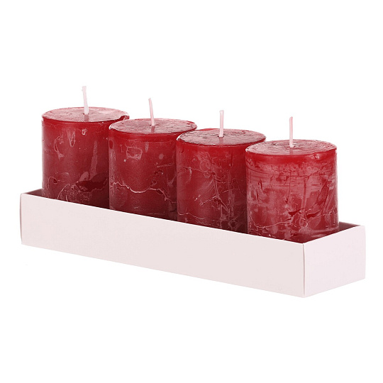 Svíčka bez vůně - parafín, barva červená, cena za balení (4 ks)