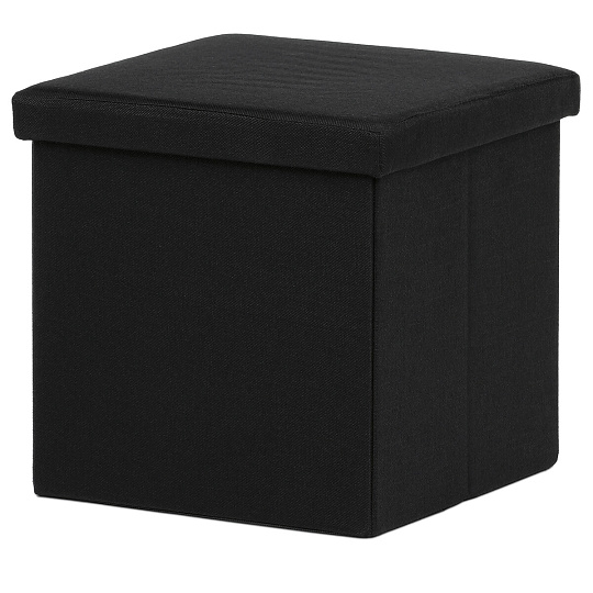 Taburet s úložným prostorem, černá, látka, TAB-461 BK2 Taburet s úložným prostorem, černá, látka, TAB-461 BK2