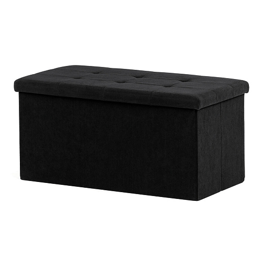 Taburet s úložným prostorem, černá, manšestrová látka, TAB-472 BK6