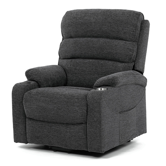 Polohovací křeslo, elektrické kabelové ovládání, šedá, látka, TV-S8348 GREY2