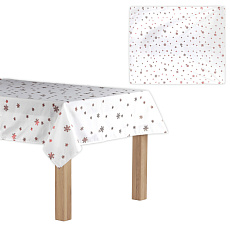 Ubrus s vánočním motivem, červené hvězdičky na bílém podkladu, 130x160 cm,100 % Ubrus s vánočním motivem, červené hvězdičky na bílém podkladu, 130x160 cm,100 %