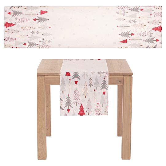 Ubrus - běhoun, vánoční stromky, 100% polyester, 40 x 150 cm Ubrus - běhoun, vánoční stromky, 100% polyester, 40 x 150 cm