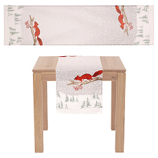Běhoun se zimním motivem - veverka, 100% polyester, 40 x 150 cm. Běhoun se zimním motivem - veverka, 100% polyester, 40 x 150 cm.