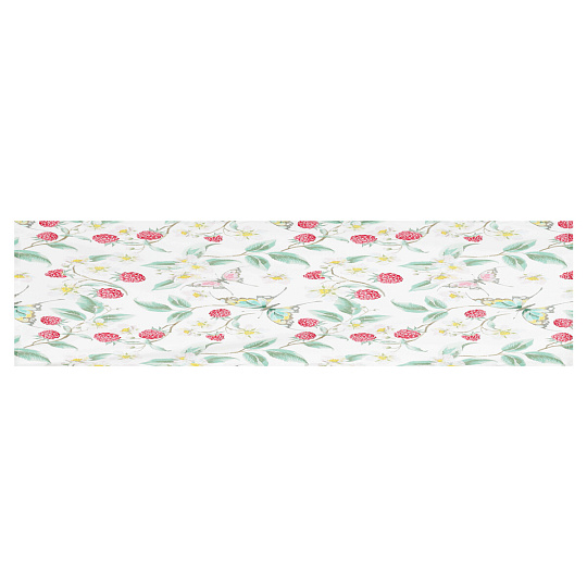 Ubrus – běhoun, vzor s malinami, 100% polyester, 40 x 150 cm