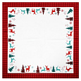 Ubrus bílý - vánoční, červené okraje, 100% polyester, 80 x 80 cm