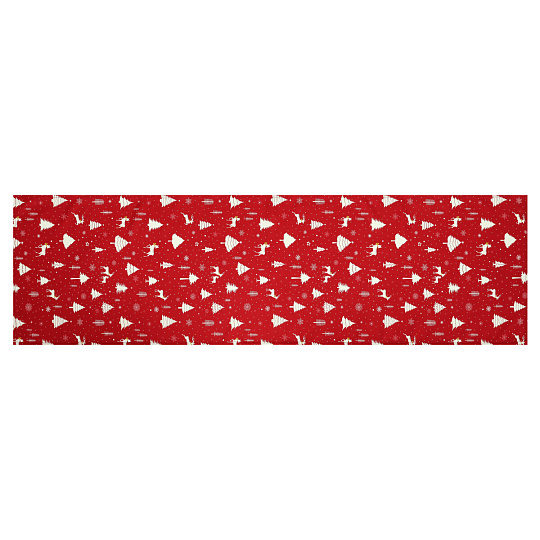 Běhoun červený - vánoční vzor, 100% polyester, 40 x 150 cm