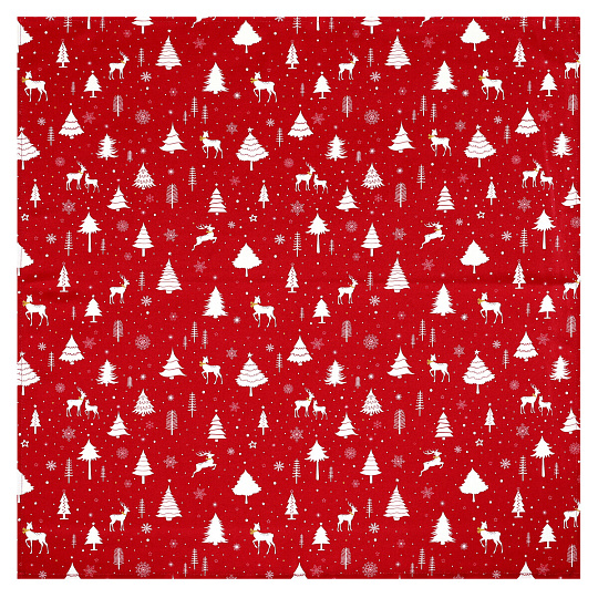 Ubrus červený - vánoční vzor, 100% polyester, 80 x 80 cm