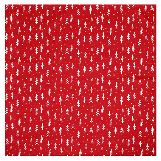 Ubrus červený - vánoční vzor, 100% polyester, 80 x 80 cm