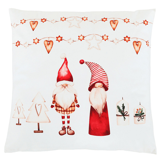 Polštář sametový s výplní - vánoční se skřítky, 100% polyester, 45 x 45 cm