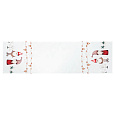 Běhoun bílý - vánoční, okraje se skřítky, 100% polyester, 40 x 150 cm