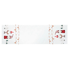 Běhoun bílý - vánoční, okraje se skřítky, 100% polyester, 40 x 150 cm Běhoun bílý - vánoční, okraje se skřítky, 100% polyester, 40 x 150 cm