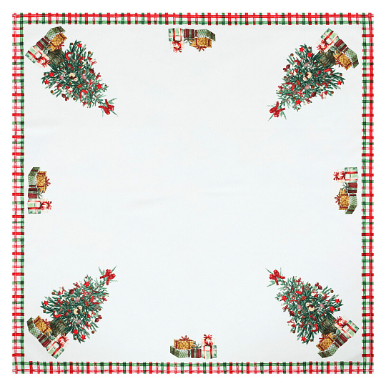 Ubrus - vánoční stromky, 100 % polyester, 80 x 80 cm