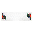 Běhoun bílý - okraje s vánočním autem, 100% polyester, 40 x 150 cm