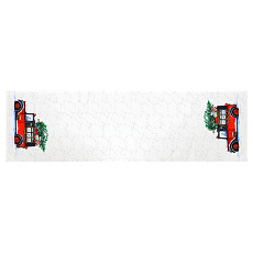 Běhoun bílý - okraje s vánočním autem, 100% polyester, 40 x 150 cm Běhoun bílý - okraje s vánočním autem, 100% polyester, 40 x 150 cm